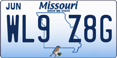 MO license plate WL9Z8G