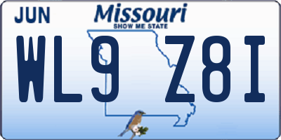 MO license plate WL9Z8I