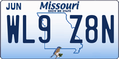 MO license plate WL9Z8N