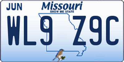 MO license plate WL9Z9C
