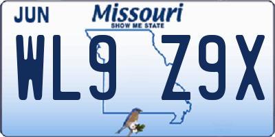 MO license plate WL9Z9X