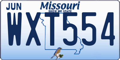 MO license plate WXT554