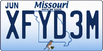 MO license plate XFYD3M