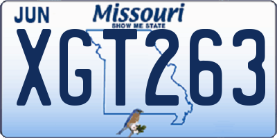 MO license plate XGT263