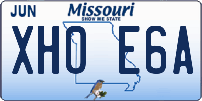 MO license plate XH0E6A