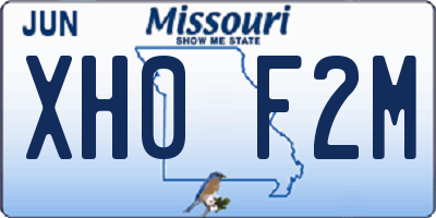 MO license plate XH0F2M