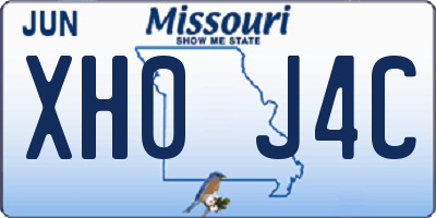 MO license plate XH0J4C