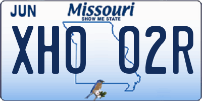 MO license plate XH0O2R