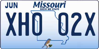 MO license plate XH0O2X