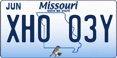 MO license plate XH0O3Y