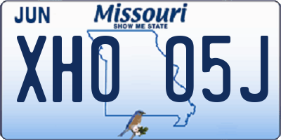 MO license plate XH0O5J