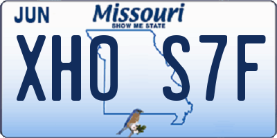 MO license plate XH0S7F