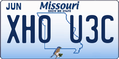 MO license plate XH0U3C