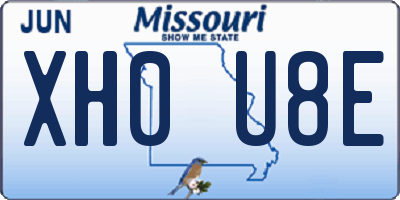 MO license plate XH0U8E