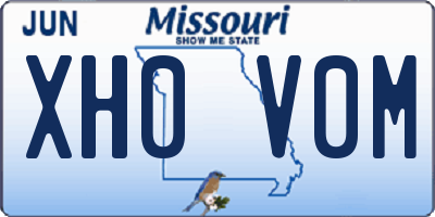 MO license plate XH0V0M