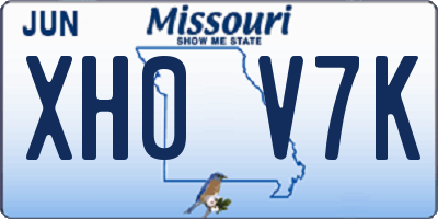MO license plate XH0V7K