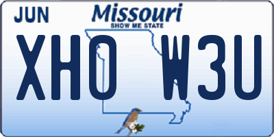 MO license plate XH0W3U
