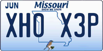 MO license plate XH0X3P