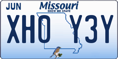 MO license plate XH0Y3Y
