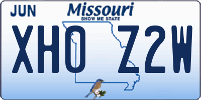 MO license plate XH0Z2W