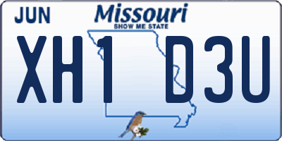 MO license plate XH1D3U
