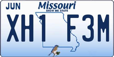 MO license plate XH1F3M