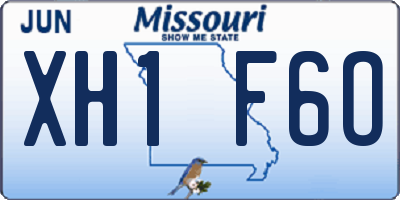 MO license plate XH1F6O