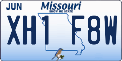 MO license plate XH1F8W