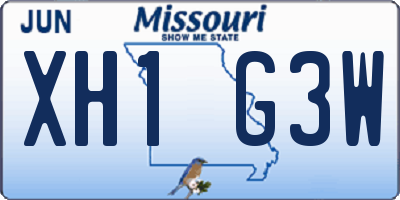 MO license plate XH1G3W