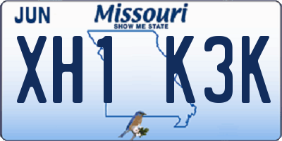 MO license plate XH1K3K