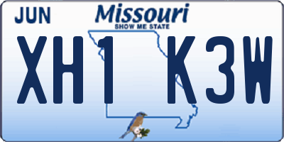 MO license plate XH1K3W
