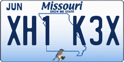 MO license plate XH1K3X