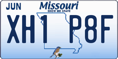 MO license plate XH1P8F
