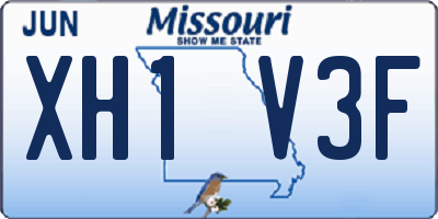 MO license plate XH1V3F