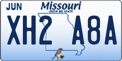 MO license plate XH2A8A