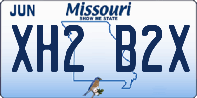 MO license plate XH2B2X