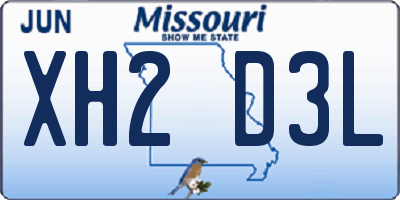 MO license plate XH2D3L