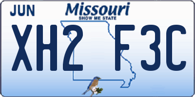 MO license plate XH2F3C