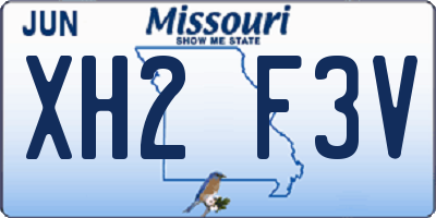 MO license plate XH2F3V