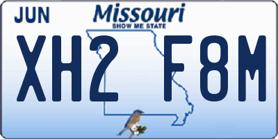 MO license plate XH2F8M