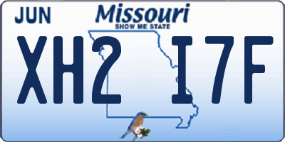 MO license plate XH2I7F