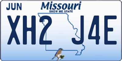 MO license plate XH2J4E