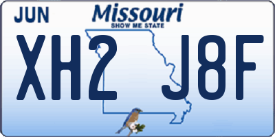 MO license plate XH2J8F