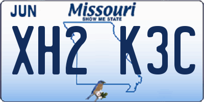 MO license plate XH2K3C