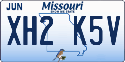 MO license plate XH2K5V