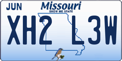 MO license plate XH2L3W
