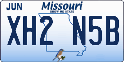 MO license plate XH2N5B