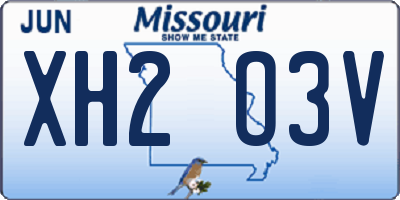 MO license plate XH2O3V
