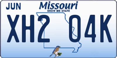 MO license plate XH2O4K