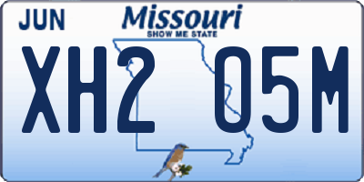 MO license plate XH2O5M